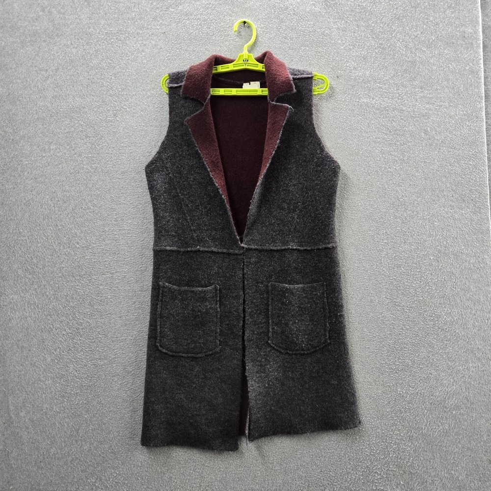 Moth Women Sweater XS/S Gray Wool Blend Vest Sleeveless Cardigan Button